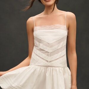 Maeve Sleeveless Square-Neck Lace Mix Mini Dress